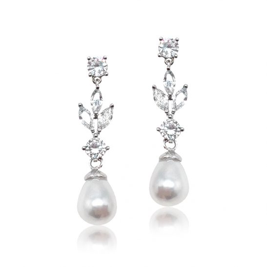 Silver earrings | Bridal crystal earrings - Daniela | Jeanette Maree