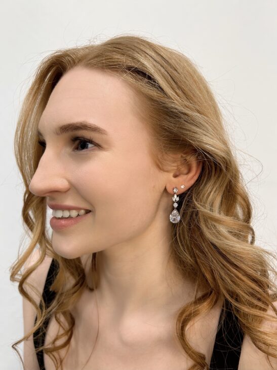 Silver Crystal Earrings Drop|Abelina|Jeanette Maree