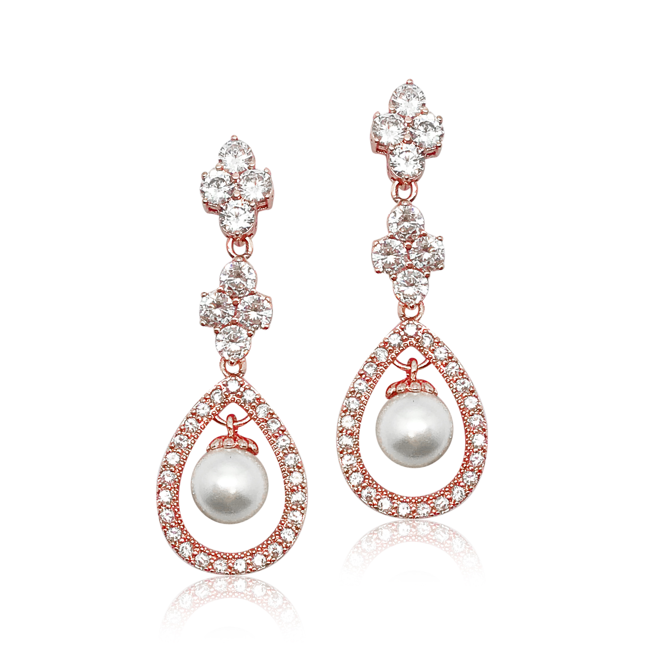 Rose Gold Pearl Drop Earrings|Vanessa|Jeanette Maree