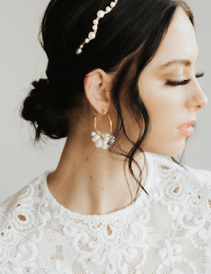 Modern Bridal Pearl Hoop earring