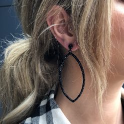 Kenley-Black Crystal Hoop Earrings