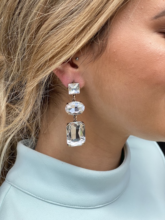 Large Square Crystal Drop Earrings|Hope|Jeanette Maree|Shop Online Now