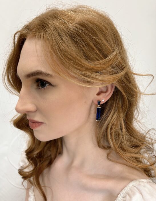Elegant Navy Crystal Earrings|Silvana|Jeanette Maree