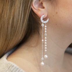 Emily-Silver pearl statement earrings