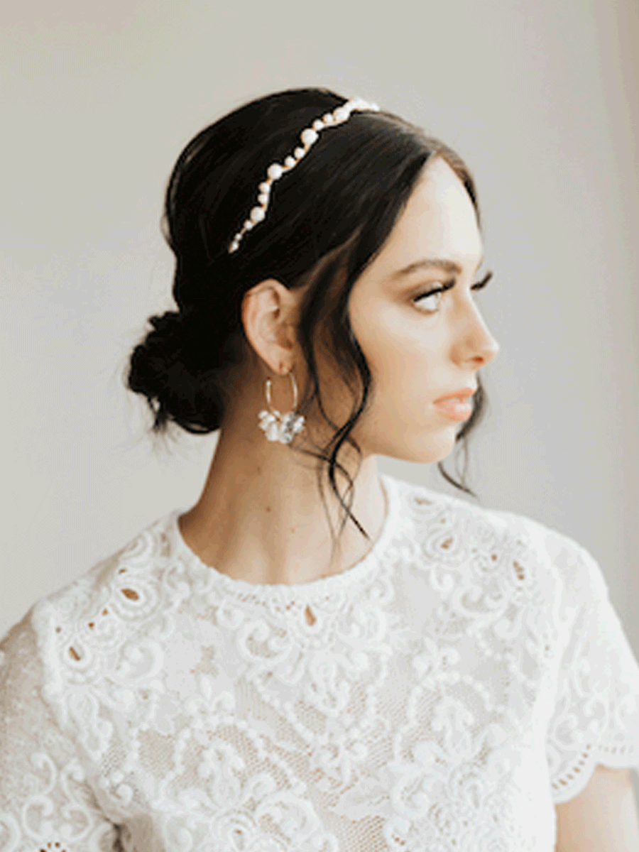 Simple Gold and Pearl Headband for Wedding