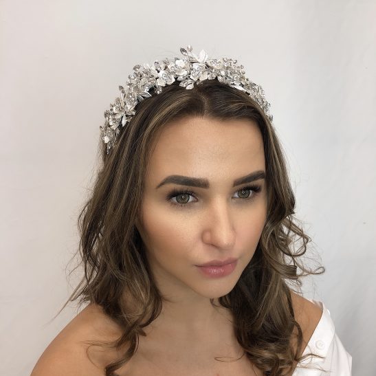 Silver Vine Leaf Flower Headpiece With Pearls & Crystals - Pattie | Jeanette Maree