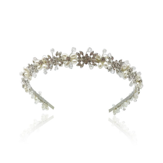 Pearl Headband | Silver Crystal Headband - Jeanette Maree