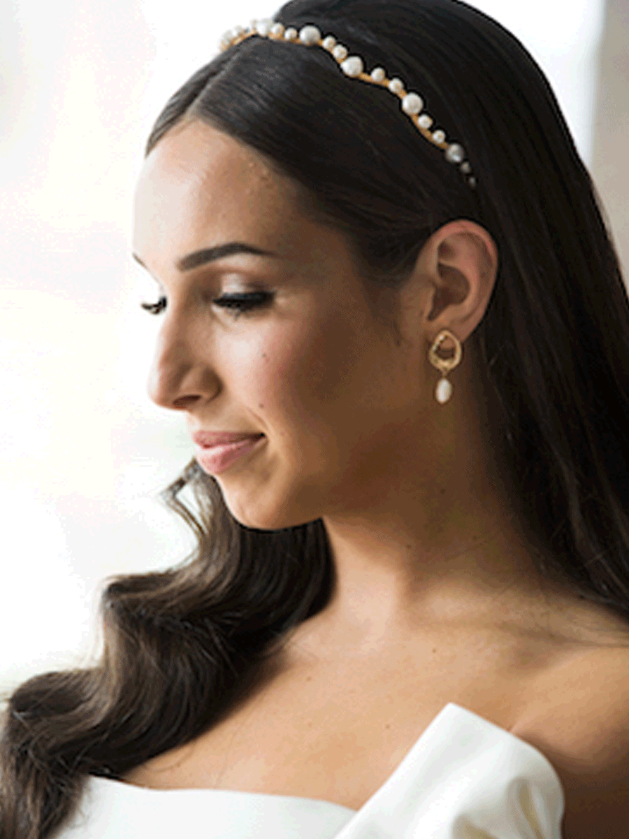 Gold and pearl bridal headband