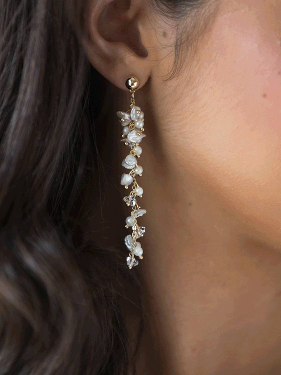 Drop Crystal and Gold Earring