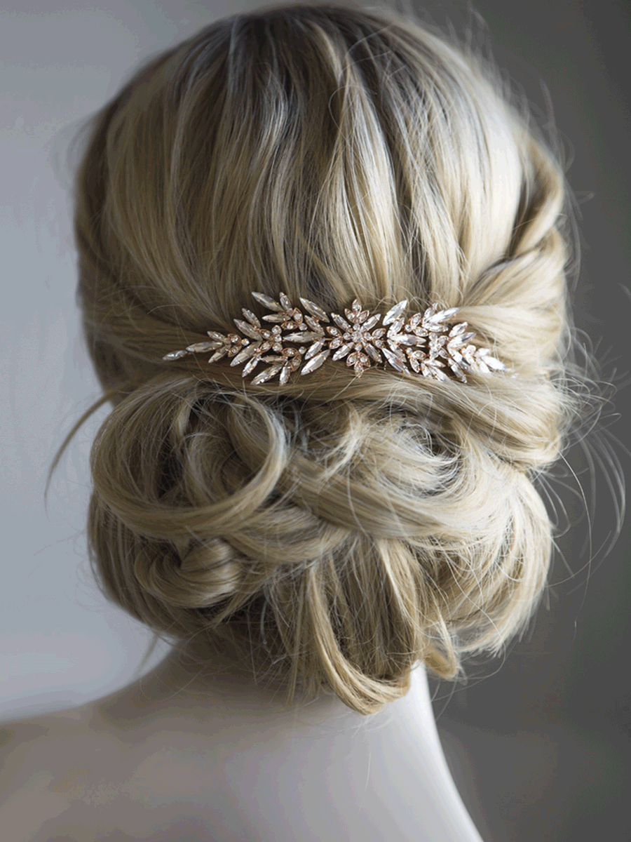 Bridal Hair Pin for back of hair in rose gold | Bridal Hairpiece for Back of Hair