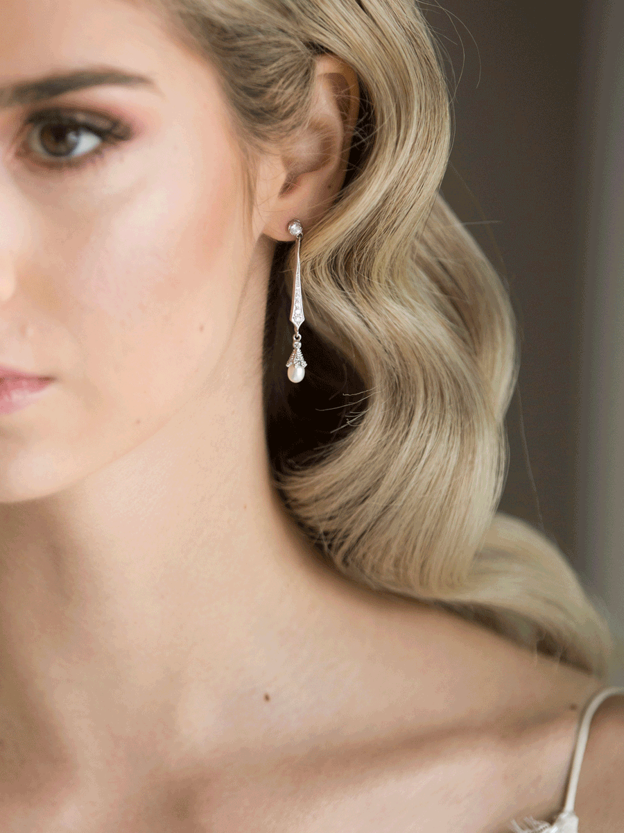 Silver and Pearl Drop Earring