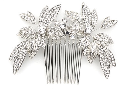 Floral and Silver Bridal Hair Comb