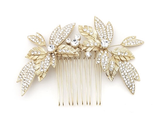 Gold and Crystal Hair Comb