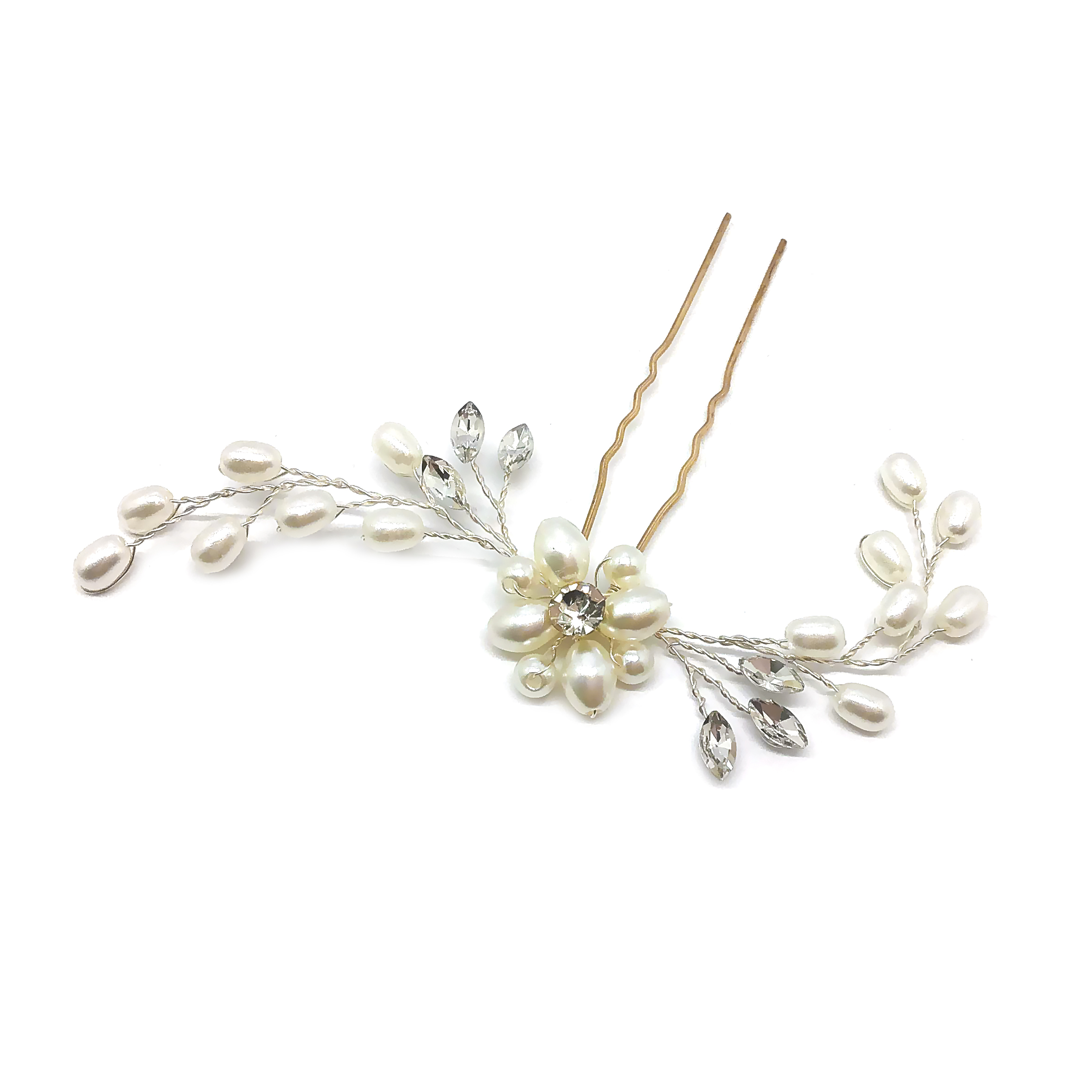 Bridal Hair Pin with flower and pearl
