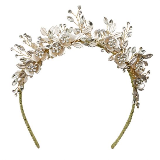 A gold crystal headpiece for the bride HT1333