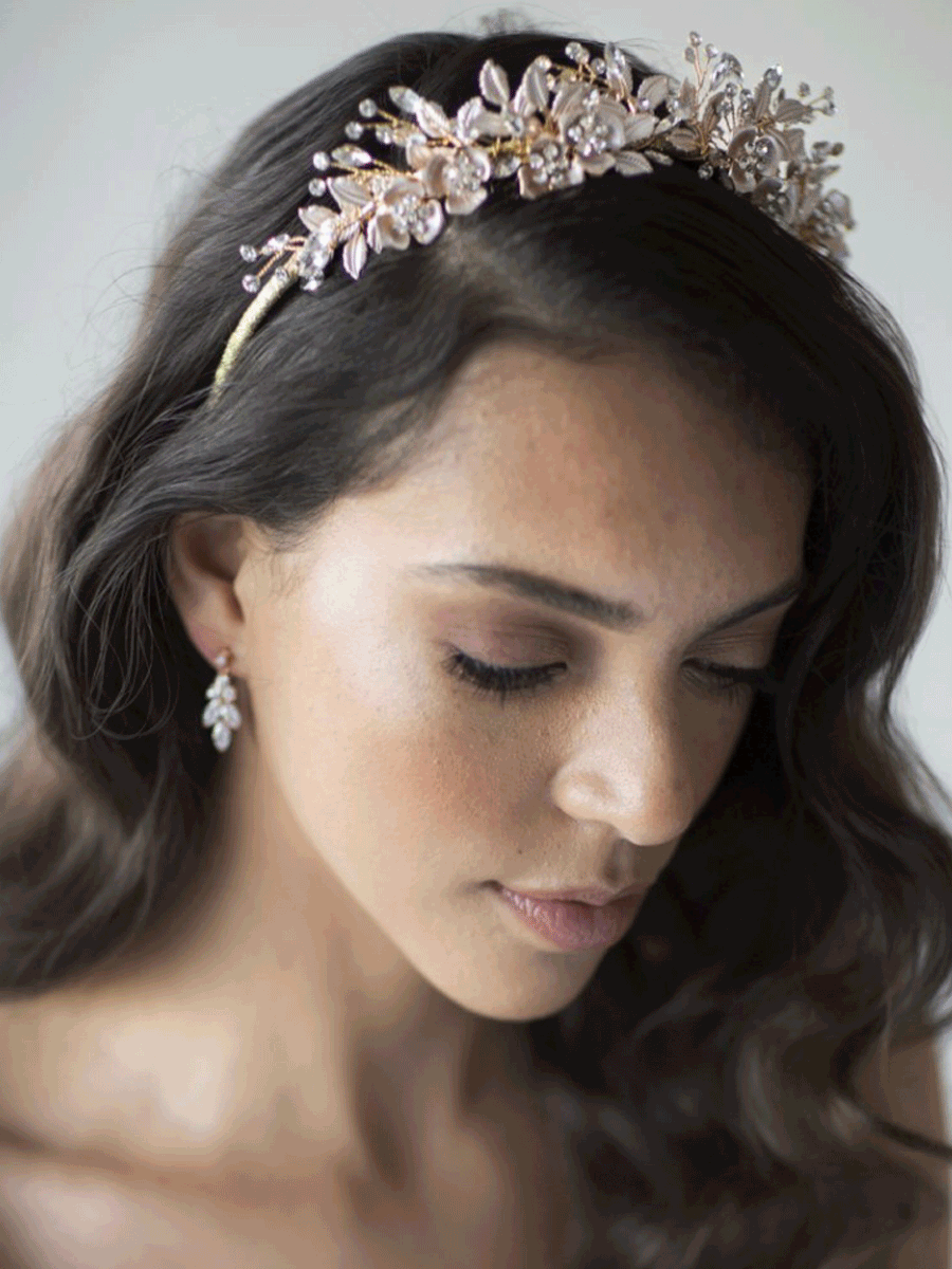 Gold Floral Bridal Headband | Bridal Hairpiece for front of hair | Jeanette Maree Melbourne