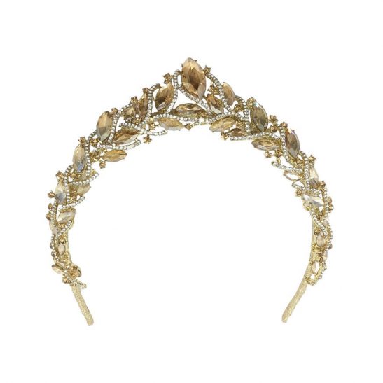 Vintage Style Crystal & Gold Metal Base Crown - Antonella | Jeanette Maree