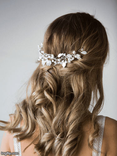 Bridal Silver and Floral Hairpiece
