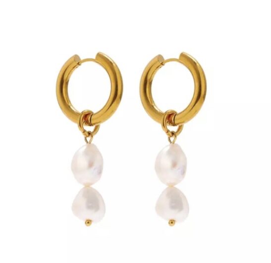 Fob Pearl Hoop Earring|Nerida|Jeanette Maree|Shop Online Now