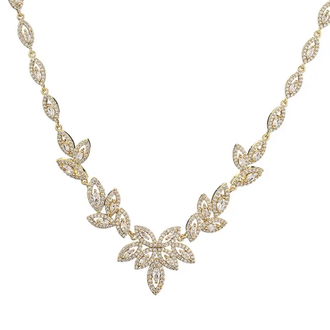 Gold cubic zirconia necklace| Grecia I Jeanette Maree|Shop online now