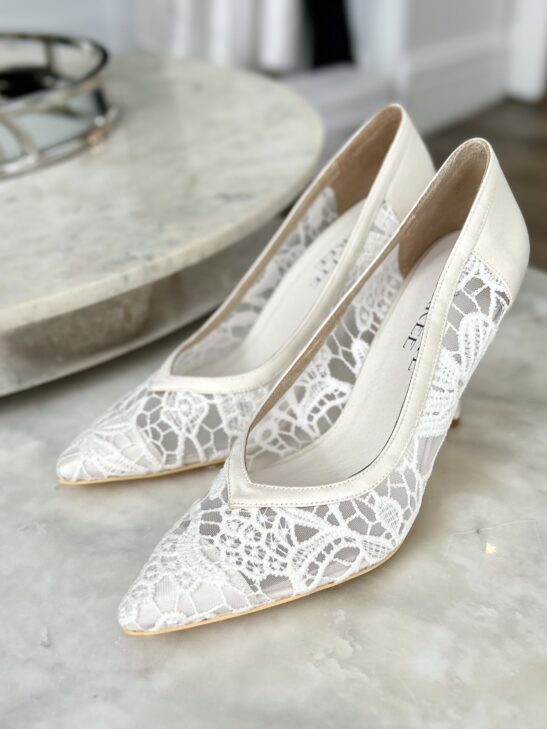 Point Bridal Shoe Lace Wedding Heel - Nicole | Jeanette Maree