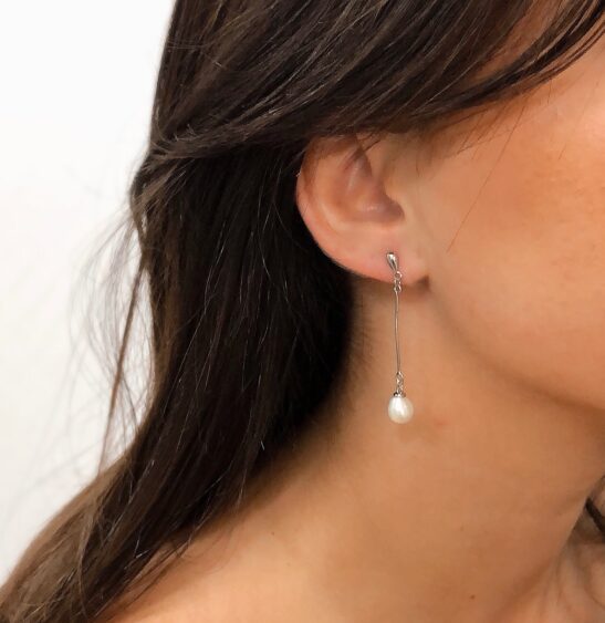 Modern Pearl Drop Earrings|Priscilla|Jeanette Maree