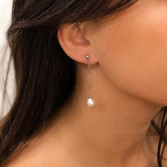 Modern Pearl Drop Earrings|Priscilla|Jeanette Maree